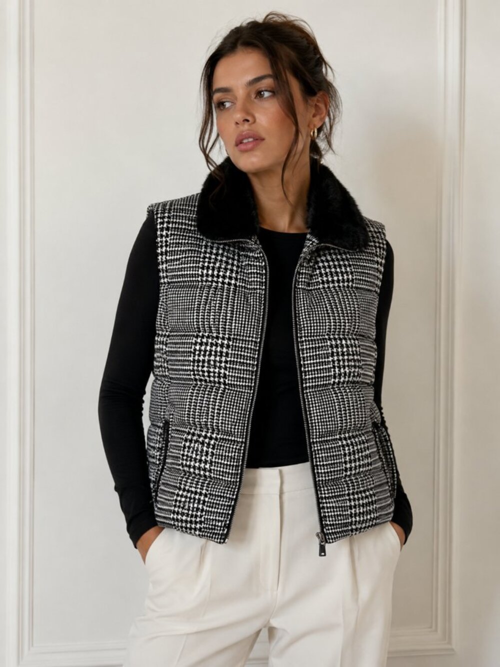 Calvin Klein Black and White Patterned Vest